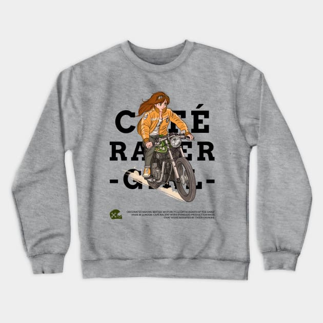 Cafe Racer Girl Bike Crewneck Sweatshirt by Its Tee Time